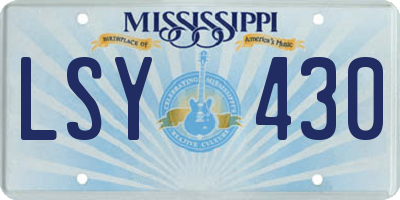 MS license plate LSY430