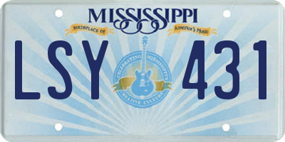 MS license plate LSY431