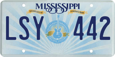 MS license plate LSY442