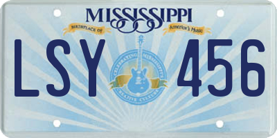 MS license plate LSY456