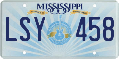 MS license plate LSY458