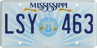 MS license plate LSY463
