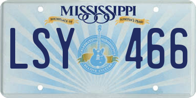 MS license plate LSY466