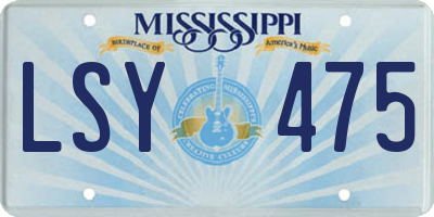 MS license plate LSY475