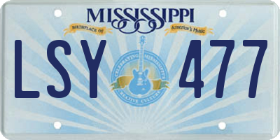 MS license plate LSY477