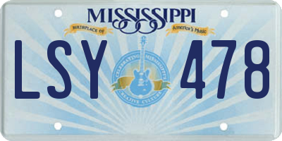 MS license plate LSY478