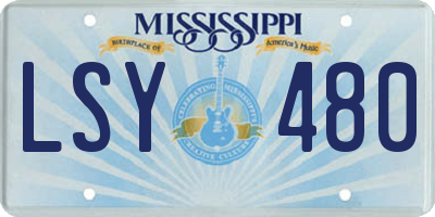 MS license plate LSY480