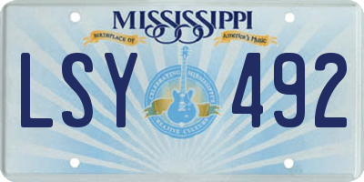 MS license plate LSY492