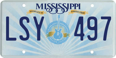 MS license plate LSY497