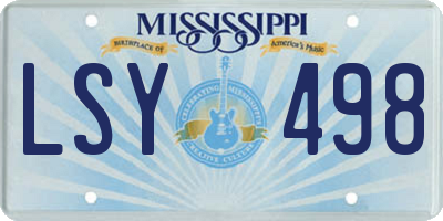 MS license plate LSY498