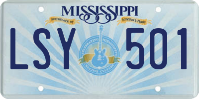 MS license plate LSY501
