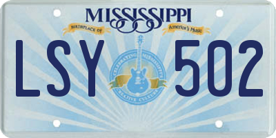 MS license plate LSY502