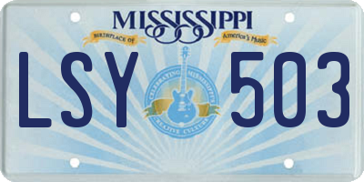MS license plate LSY503