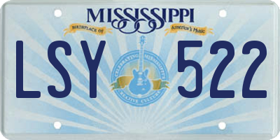 MS license plate LSY522