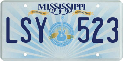 MS license plate LSY523