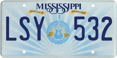 MS license plate LSY532