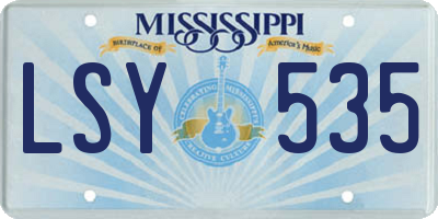 MS license plate LSY535