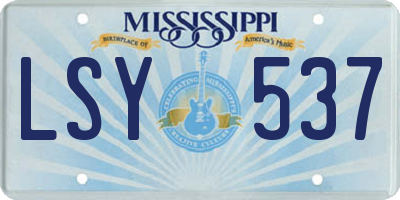 MS license plate LSY537