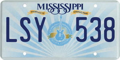 MS license plate LSY538