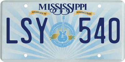 MS license plate LSY540