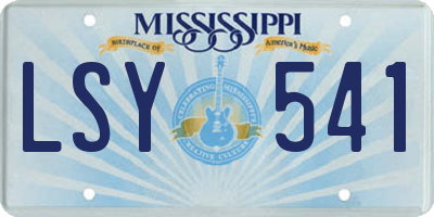 MS license plate LSY541