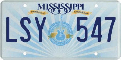 MS license plate LSY547
