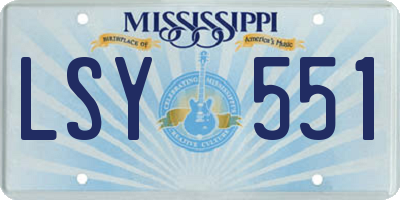 MS license plate LSY551