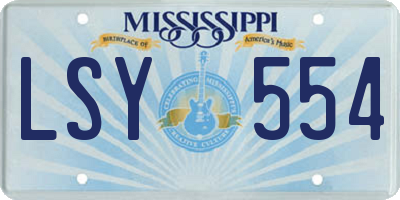 MS license plate LSY554