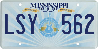 MS license plate LSY562
