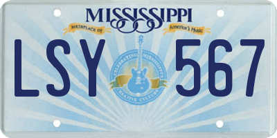 MS license plate LSY567