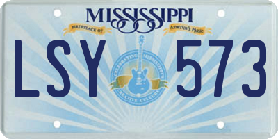 MS license plate LSY573