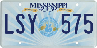 MS license plate LSY575