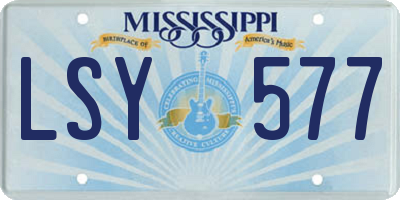 MS license plate LSY577