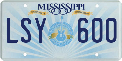 MS license plate LSY600