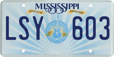 MS license plate LSY603