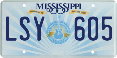 MS license plate LSY605