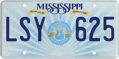 MS license plate LSY625
