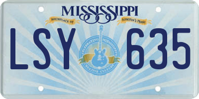 MS license plate LSY635