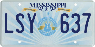MS license plate LSY637