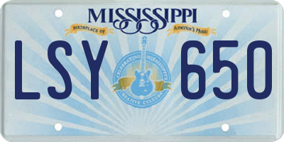 MS license plate LSY650