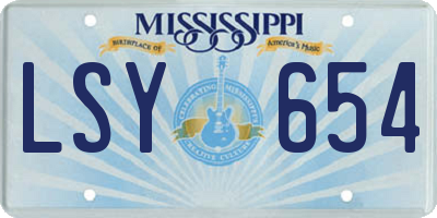 MS license plate LSY654