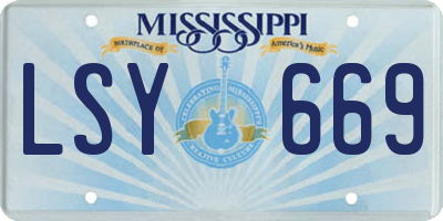 MS license plate LSY669