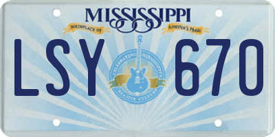 MS license plate LSY670