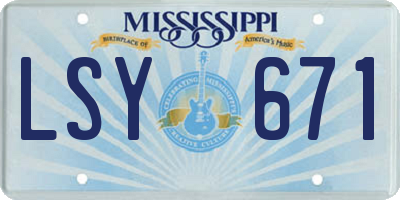 MS license plate LSY671