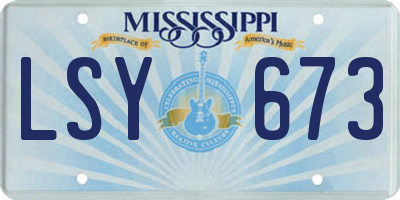 MS license plate LSY673
