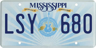 MS license plate LSY680
