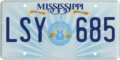 MS license plate LSY685