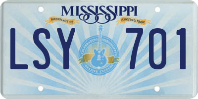 MS license plate LSY701