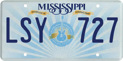 MS license plate LSY727