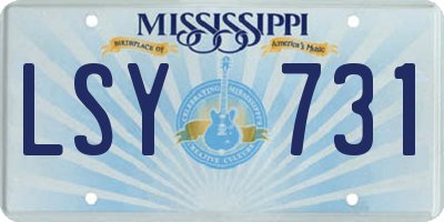 MS license plate LSY731